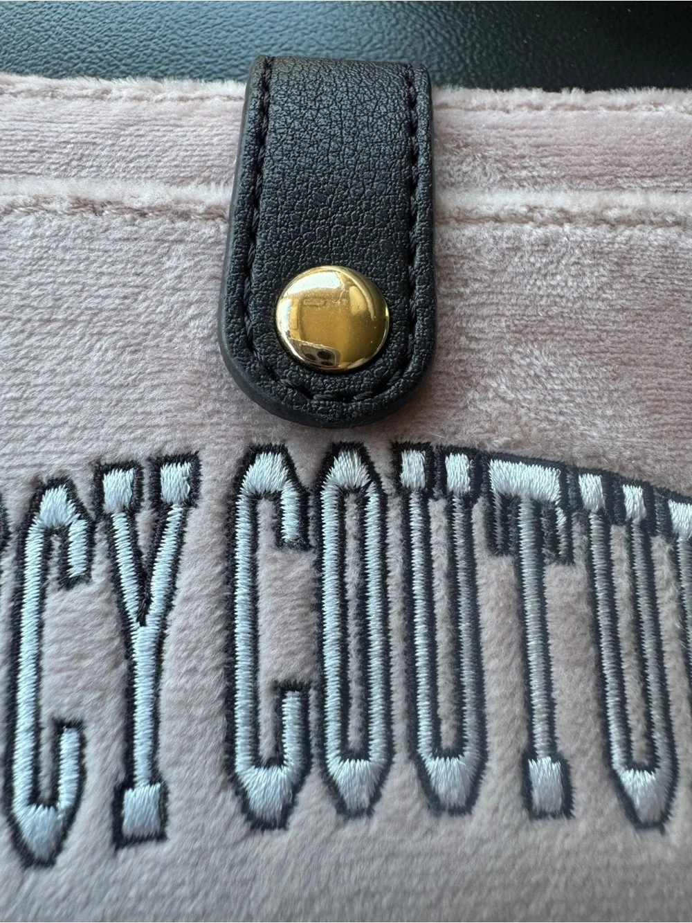 Juicy Couture Light Pink Plush Wallet with Gold Heart Charm